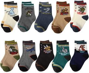 img 4 attached to Fenhant Boys' 10 Pairs Dinosaur Children's Fashion Cotton Crew Socks for Kids - Enhanced SEO