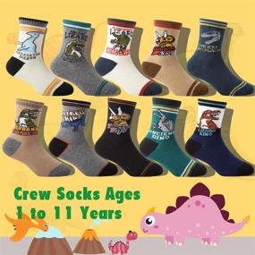 img 3 attached to Fenhant Boys' 10 Pairs Dinosaur Children's Fashion Cotton Crew Socks for Kids - Enhanced SEO
