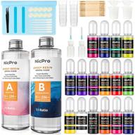 🎨 nicpro 16 oz epoxy resin kit with 15 colors liquid resin pigment dye, silicone sticks, mat, measuring cups, gloves for art, crafts, tumblers & jewelry making, molds & coating supplies logo