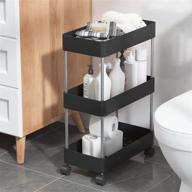 🗄️ udear slim storage cart: 3-tier mobile shelving unit for bathroom, office, laundry room, kitchen - black, narrow space-friendly design logo