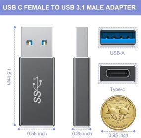 img 4 attached to 🔌 Адаптер USB C Female высокой скорости к USB 3.0 Male 2 шт. для зарядки MagSafe, iPhone 11 12 13 Max, iPad 8 8-го 9 9-го Mini 6 6-го поколения Pro 2021, Samsung Galaxy S21, Z Fold Flip - 5Gbps GEN 1 Тип A кабельный коннектор.