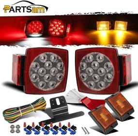 img 4 attached to 🚦 Partsam 12V Waterproof Square LED Trailer Tail Light Kit: Clear Lens Red Brake, Signal, Running Lights - License Kit for Camper, Truck, RV, Boat, Snowmobile, Marine (Under 80")