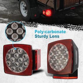 img 1 attached to 🚦 Partsam 12V Waterproof Square LED Trailer Tail Light Kit: Clear Lens Red Brake, Signal, Running Lights - License Kit for Camper, Truck, RV, Boat, Snowmobile, Marine (Under 80")