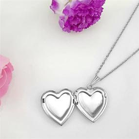 img 2 attached to Polished Love Heart Locket Necklace: A Perfect Birthday Gift to Hold Pictures