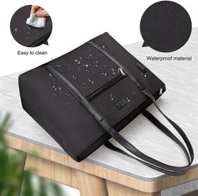 img 1 attached to Stylish Laptop Tote Bag for Women Teachers: USB Office Bag, Fits 15.6-inch Laptop, in Elegant Pure Black