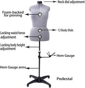 img 3 attached to Large Gray Female Fabric Dress Form with Adjustable Mannequin Body Torso, Tri-Pod Stand, and Up to 70" Shoulder Height