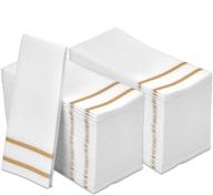 💫 exquisite fete decorative hand towels: elegant gold design, 200 disposable linen-feel guest towels for formal dinners, weddings, and restrooms - 8.5x4-inches folded, 12x16.5-inches unfolded logo