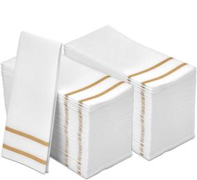 img 4 attached to 💫 Exquisite Fete Decorative Hand Towels: Elegant Gold Design, 200 Disposable Linen-Feel Guest Towels for Formal Dinners, Weddings, and Restrooms - 8.5x4-Inches Folded, 12x16.5-Inches Unfolded