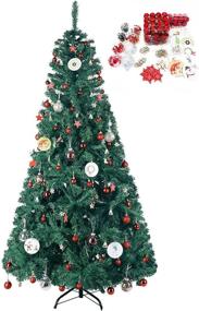 img 4 attached to 🎄 Xacool 6ft Artificial Christmas Tree with 1000 Tips and 118-Piece Ball Ornaments Set