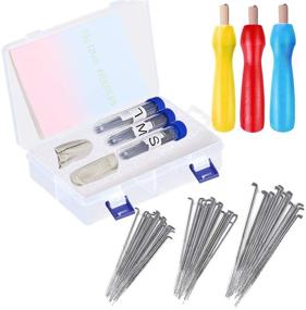 img 4 attached to 🧶 66 Pcs Felt Needle Tool Set - Felting Starter Kit with Three Sizes Felting Needles, Colorful Wooden Handle Holder, and Needle Mat for Crafts Making