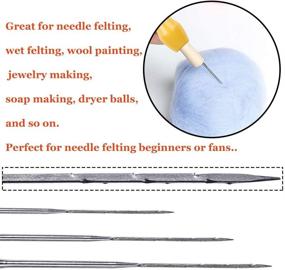 img 2 attached to 🧶 66 Pcs Felt Needle Tool Set - Felting Starter Kit with Three Sizes Felting Needles, Colorful Wooden Handle Holder, and Needle Mat for Crafts Making