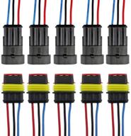 🔌 aike 3pin car waterproof electrical connector plug socket with wire awg kit 10pack: reliable and durable automotive wiring solution logo