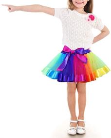 img 1 attached to Colorful Ruffled Tiered Tulle Mini Rainbow Tutu 🌈 Skirt with Bow - Girls' Layered Skirt Dance Dress