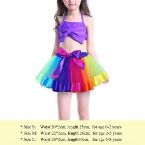 img 3 attached to Colorful Ruffled Tiered Tulle Mini Rainbow Tutu 🌈 Skirt with Bow - Girls' Layered Skirt Dance Dress