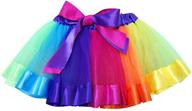 colorful ruffled tiered tulle mini rainbow tutu 🌈 skirt with bow - girls' layered skirt dance dress logo