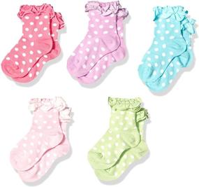 img 1 attached to 👚 Pack of 5 Fancy Polka Dot Fashion Ruffle Top Dress Socks for Country Kids Girls
