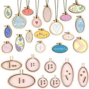 img 4 attached to INSANY Small Ring Embroidery Hoops: Mini Wooden Cross Stitch Hoop Set for Frame Craft and Hanging (8Pcs)
