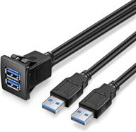 🔌 urwoow dual usb3.0 square flush mount - 3ft usb 3.0 extension cable, dash mount, panel mount, flush mount cable, ideal for car, boat, motorcycle (3 feet) logo