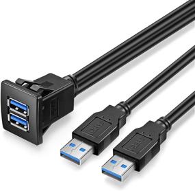 img 4 attached to 🔌 URWOOW Dual USB3.0 Square Flush Mount - 3ft USB 3.0 Extension Cable, Dash Mount, Panel Mount, Flush Mount Cable, Ideal for Car, Boat, Motorcycle (3 Feet)