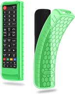 honey comb silicone case for samsung tv remote - lightweight, anti slip, shockproof cover for bn59-01315a, bn59-01199f, aa59-00666a, bn59-01301a - green-glow in the dark logo