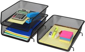 img 3 attached to 🗄️ Organize your Workspace with the 3 Pack Stackable Desk File Document Letter Tray Organizer in Black