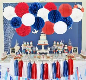 img 3 attached to Navy Blue, Red & White Nautical Graduation Decorations 2021: Perfect for 4th of July, Patriotic, and Baseball-themed Parties! Sail Boats, Birthday Favors & More!