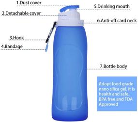 img 2 attached to 🚰 2-Pack Collapsible Water Bottle Set – McoMce Portable Folding Bottles with Backpack Clip, BPA-Free, Squeeze Sports Bottles, Foldable and Collapsible Water Bottles