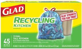 img 3 attached to 🗑️ Glad Tall Kitchen Drawstring Recycling Bags - 13 Gallon Blue Trash Bag - 180 Count (Bundle of 4) (Package May Vary)