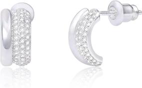 img 4 attached to Hypoallergenic Zirconia Sterling 💎 Silver Earrings for Girls' Jewelry