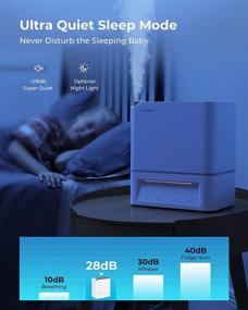 img 2 attached to 💨 Optimal Bedroom Cool Mist Humidifier, Advanced 99.9% Germ-Free Sterilization Air Humidifier for Spacious Room, 4L Top Fill Ultrasonic Constant Humidifier for Home Office with 3 Mist Levels & 360° Nozzle, Ideal for Baby Kids