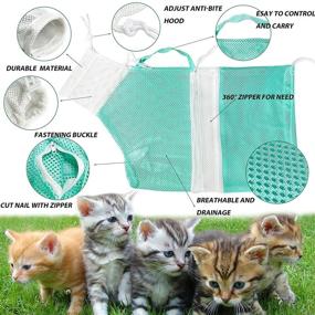 img 1 attached to 🐱 Adjustable Breathable Cat Bathing Bag with Anti-Bite and Anti-Scratch Restraint - Includes Pet Nail Clippers for Cat's Bathing, Grooming, and Shower - Multifunctional Mesh Bag Set of 5