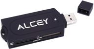 alcey portable usb smart card reader - all-in-one solution compatible with multiple intelligent and memory cards: sd, micro sd, mmc, m2, ms, sim cards, etc. logo