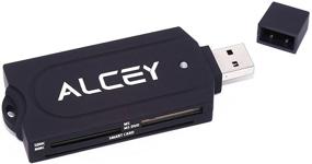 img 1 attached to Alcey Portable USB Smart Card Reader - All-in-One Solution Compatible with Multiple Intelligent and Memory Cards: SD, Micro SD, MMC, M2, MS, SIM Cards, etc.