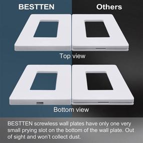img 2 attached to 10 Pack of BESTTEN Snow White Series 1-Gang Modern Designer Screwless Wall Plate – Impact Resistant & Unbreakable Outlet Cover, H4.85” x W3.10”