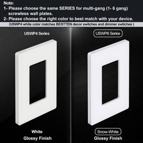 img 1 attached to 10 Pack of BESTTEN Snow White Series 1-Gang Modern Designer Screwless Wall Plate – Impact Resistant & Unbreakable Outlet Cover, H4.85” x W3.10”