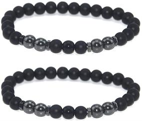 img 4 attached to 📿 2-Pack Magnetic Therapy Weight Loss Anklet Bracelets with Anti-Swelling Black Obsidian for Women and Men - Anti-Anxiety Yoga Beads Bracelets