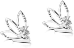 img 1 attached to Sterling Silver Lotus Earrings Jackets: Simple Bar Studs for Women & Girls - Perfect Christmas Gifts