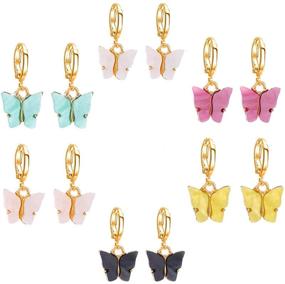 img 4 attached to 🦋 DORAFO Butterfly Earrings: Chic Small Huggie Hoops, Long Chain Dangling & Cute Shell Studs for Women and Girls