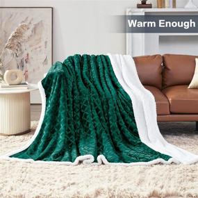 img 3 attached to Cozy Fluffy Reversible Sherpa Throw Blanket - Soft Flannel Fleece for Couch, Sofa, Bed - Green, 51”x 63”