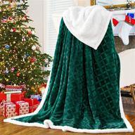cozy fluffy reversible sherpa throw blanket - soft flannel fleece for couch, sofa, bed - green, 51”x 63” logo
