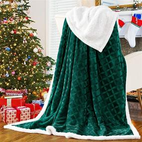 img 4 attached to Cozy Fluffy Reversible Sherpa Throw Blanket - Soft Flannel Fleece for Couch, Sofa, Bed - Green, 51”x 63”