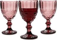 🍷 elegant set of 3 colored water goblets - 10 oz purple wine glasses for wedding parties and juice drinking логотип