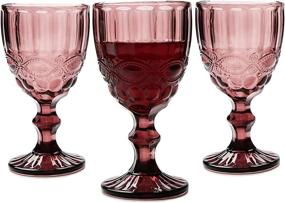 img 4 attached to 🍷 Elegant Set of 3 Colored Water Goblets - 10 OZ Purple Wine Glasses for Wedding Parties and Juice Drinking