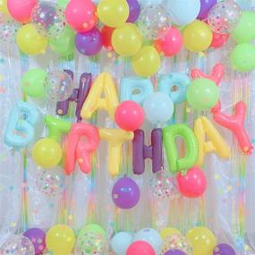 img 3 attached to 🎉 Vibrant Pastel Party Kit: Colorful Birthday Decorations, Macaron Balloons with Confetti, Rainbow Foil Balloons, Happy Birthday Banner, and Fringe Curtain - Perfect for Kids, Girls, Women!