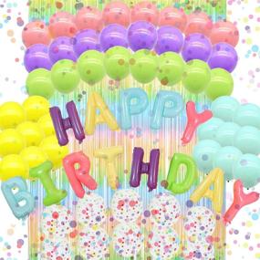 img 4 attached to 🎉 Vibrant Pastel Party Kit: Colorful Birthday Decorations, Macaron Balloons with Confetti, Rainbow Foil Balloons, Happy Birthday Banner, and Fringe Curtain - Perfect for Kids, Girls, Women!