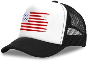 img 3 attached to OASCUVER Kids USA American Flag Hat: Stylish Mesh Trucker Baseball Cap for Boys and Girls