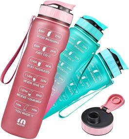 img 4 attached to Milifox 32oz Motivational Water Bottle with Time Marker & Removable Strainer, Fast Flow Leakproof Durable BPA Free Non-Toxic 1L Bottle - Carrying Strap for Fitness, Gym, Outdoor Sports