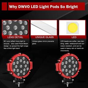 img 3 attached to 🚗 DWVO 51W Round Spot Lights 2PCS 7" Red Offroad Light Pods: Ideal Roof Lights for SUV, Truck, ATV