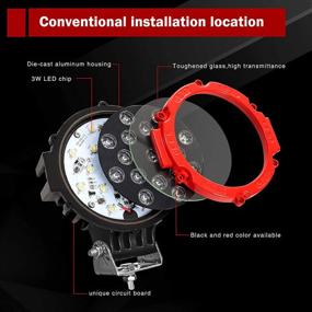 img 1 attached to 🚗 DWVO 51W Round Spot Lights 2PCS 7" Red Offroad Light Pods: Ideal Roof Lights for SUV, Truck, ATV