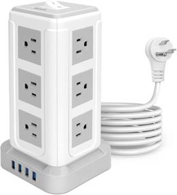 img 4 attached to 💡 BEVA Power Strip Tower with Surge Protector, 12 Outlets, 4 USB Ports, 6.6ft Extension Cord, Charging Station Tower Power Strip, Flat Plug, Widely Spaced, for Home Office Use